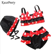 Купальный костюм для маленьких девочек с рисунком мыши в горошек; купальный костюм; комплект из 2 предметов; бикини; одежда для детей 2-5 лет