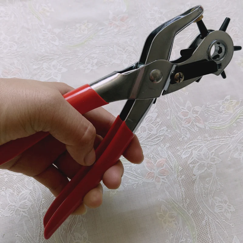 

Household Belt Hole Puncher Tool for Leather Leathercraft Holes Punching Machine 6-in-1 Hand Pliers Leather Tools