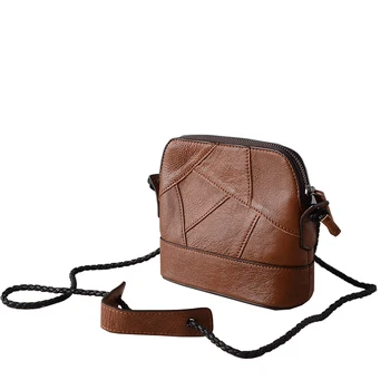 

New Women's Messenger Bag Genuine Leather Cowhide Shoulder Crossbody Shell Patchwork Small Portable Bag for Phone Wallet Purse