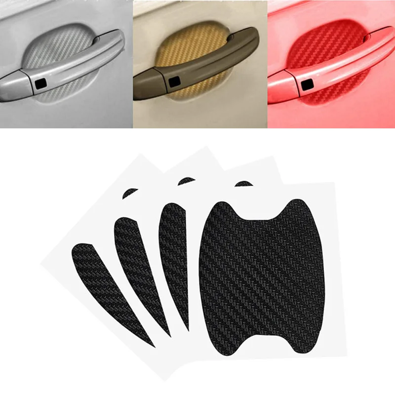 

4Pcs/Set Carbon Car Door Sticker Vinyl Scratches Resistant Car Handle Protective Film Stripe Auto Exterior Accessory Car-styling