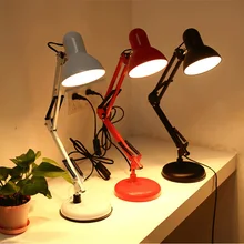 Роскошная белая, черная, красная, окрашенная регулируемая настольная лампа в винтажном стиле E27 светодиодный светильник лампа для учебы спальни Абажуры для светильников De Mesa Luz
