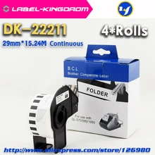 6 Rolls Общие DK-22211 Этикетки 29 мм * 15.24 М Непрерывная Совместимость для Принтеров Brother QL-570/700 Все Включают пластиковый Держатель