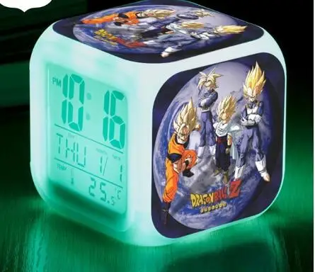 Dragon Ball детские часы светодиодный Будильник украшение дома reloj despertador 7 цветов флэш цифровые часы - Цвет: Небесно-голубой