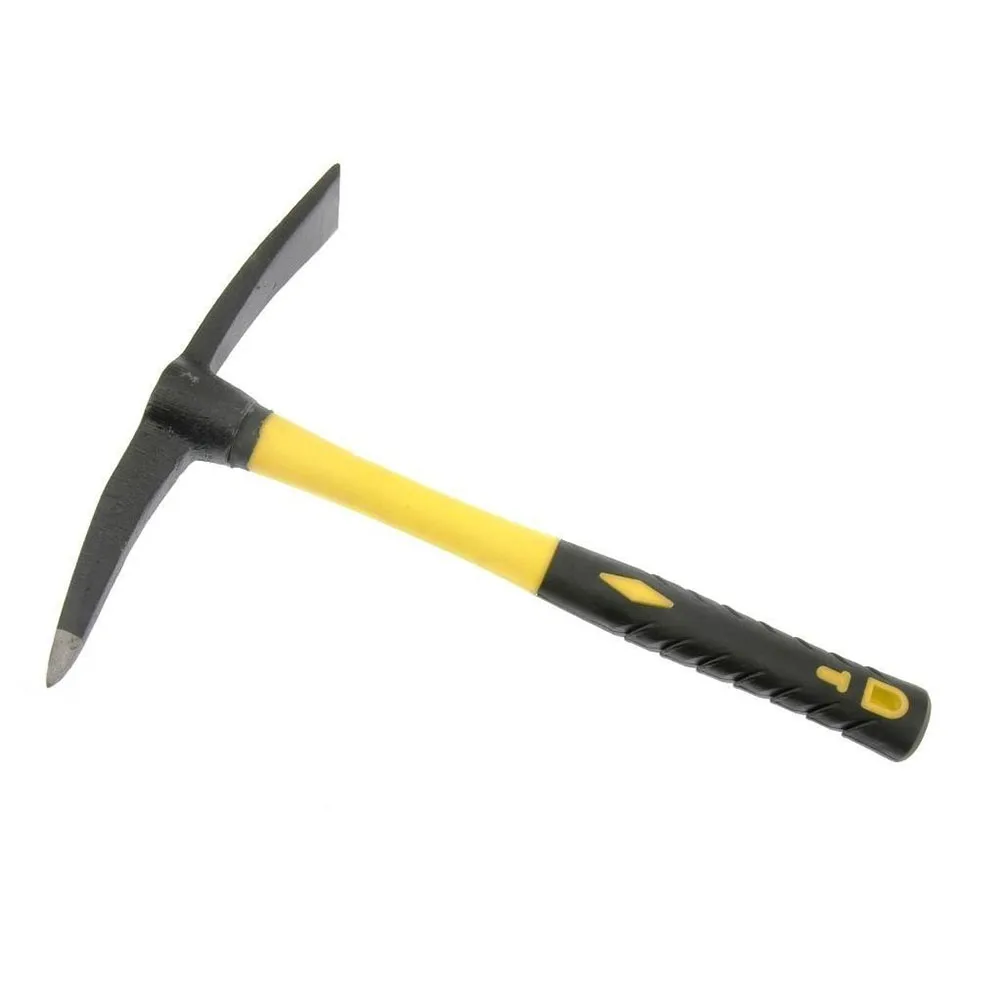 

38x27CM Household Plastic Handle Fiberglass Garden Pickaxe Hoe Yard Planting Tool (Yellow)