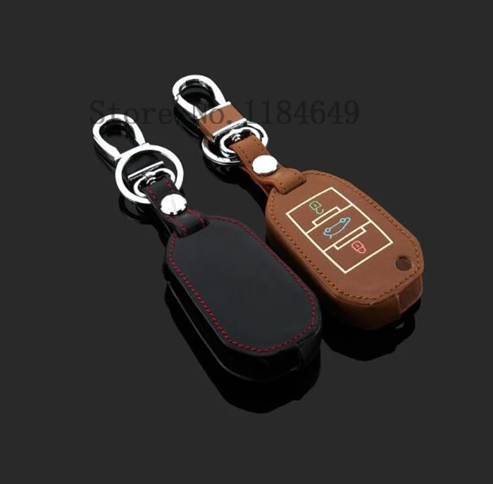 Складной чехол для автомобильного ключа с 3 кнопками светящиеся кожаные