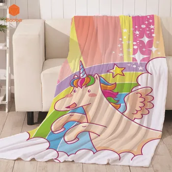 

Hot Sale Cute Unicorn Thicking Blanket for Bed Super Soft Beach Towel For Kids Art Blanket Throws Winter Spring bedsheet Travel