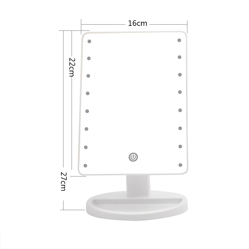 Светодиодный Сенсорный экран зеркало для макияжа профессиональное косметическое зеркало с 16 светодиодный свет здоровья Красота Регулируемый bathmirror перемещающимся зеркалом - Цвет: Белый