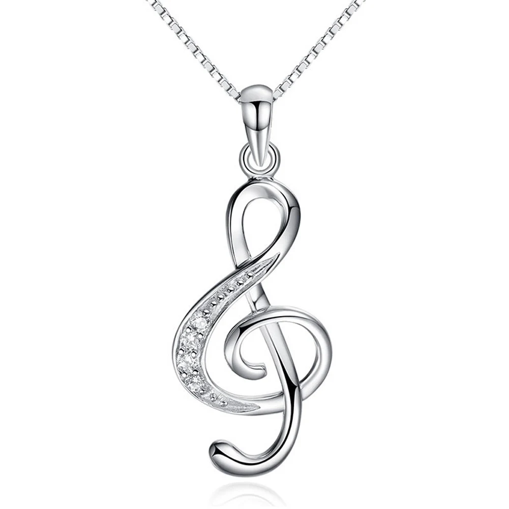 

Without chain Silver Color Treble Clef Necklace Music symbol Clef Necklace Snake chain Music Note Pendant for Girls freeshipping