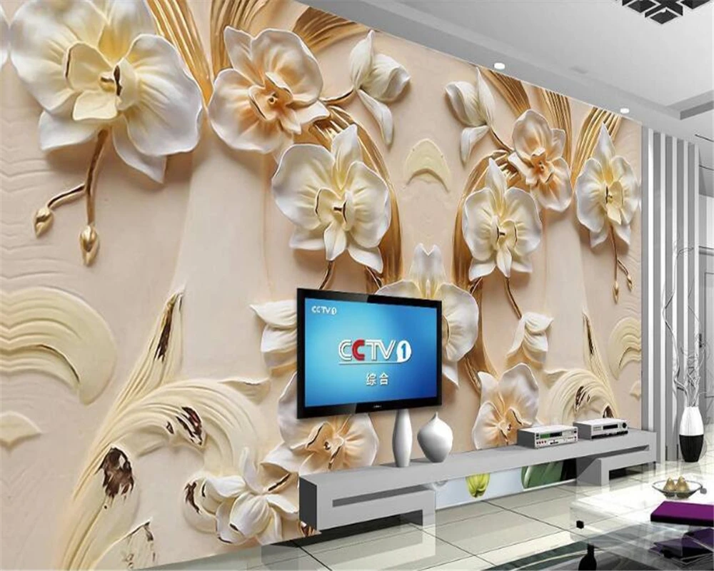 beibehang hudas beauty Custom Phalaenopsis embossed floral wallpaper wallpaper wall decorative painting papel de parede behang