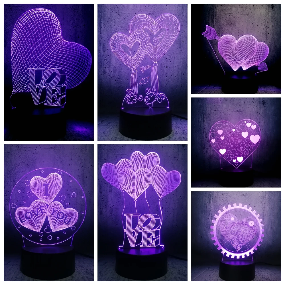 

I LOVE YOU Sweet Lover Heart Balloon 3D LED USB Lamp Romantic Decorative Colorful Night Light Girlfriend Gift Mother's Day