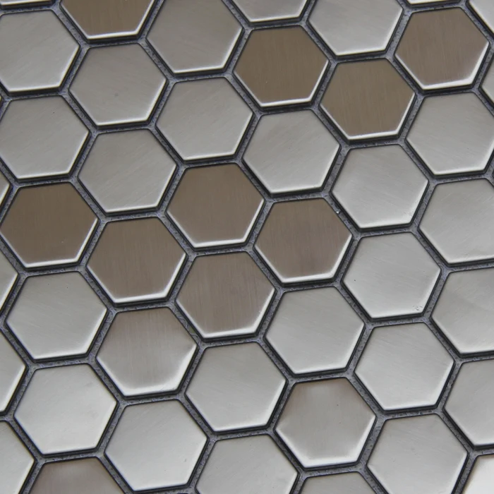Goedkoop Hexagon zilver kleur rvs metalen tegels voor keuken backsplash muur moza iuml;ektegels HME8108
