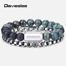 " матовый черный браслет из бисера для Для мужчин Полар-флиса Нержавеющая сталь Box цепочка браслет Новое поступление ювелирные изделия 2 шт./компл. DDLBF28