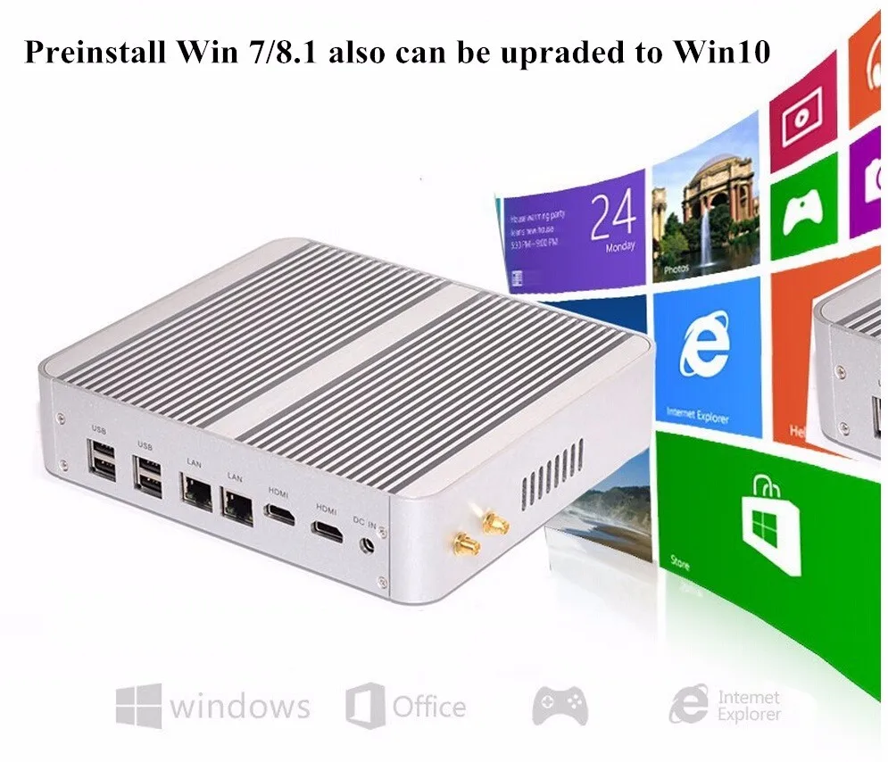 Процессор EGlobal fanless HTPC Windows10 Classis Мини ПК i7 5500U 5550 uwith Barebone I7 Двухъядерный Intel HD двойной Lan Графика 5500