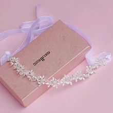 Dower me Silver Rhinestone Wedding Headbands Silver Bridal Hair Accessories Jewelry Crystal Headpiece Women Headband With Ribbon