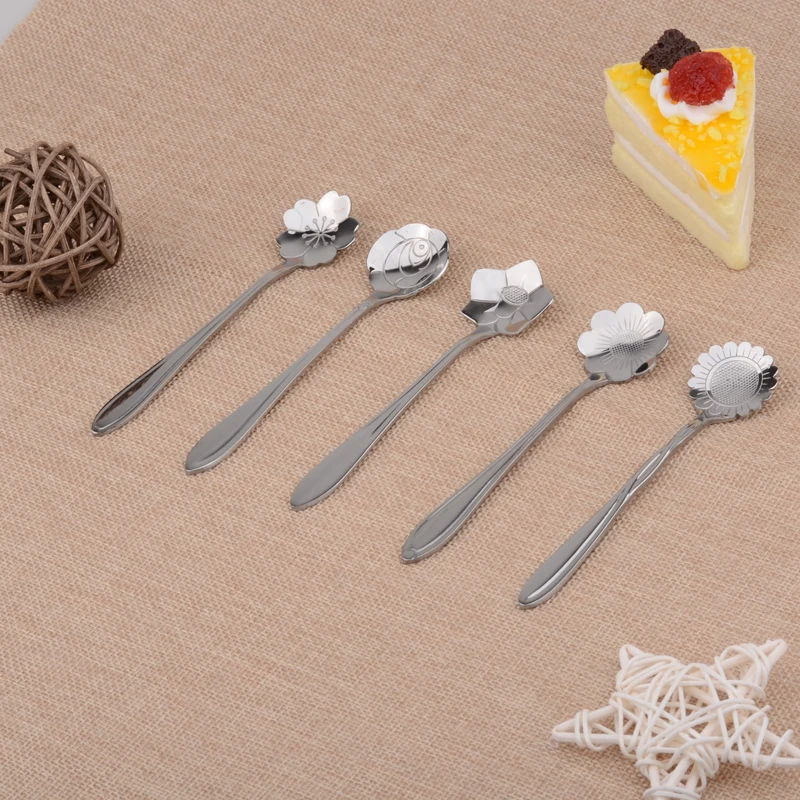 KMYC In Acciaio Inox Fiori Delicati Cucchiaio Tuta High-End per Tè e Caffè di Agitazione Cucchiai Calda Della Gelatina di Modo di Ghiaccio Crema Posate