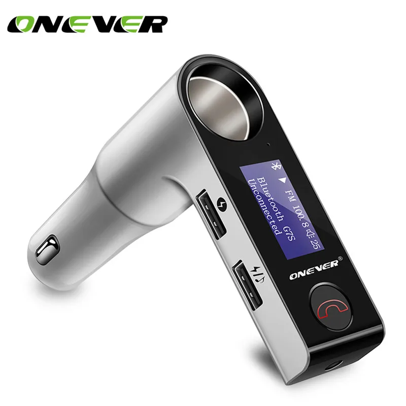 

Onever Bluetooth Kit FM Transmitter Modulator 3.1A Dual USB Car Charger&Cigarette Lighter Socket Rotating Screen/File Management