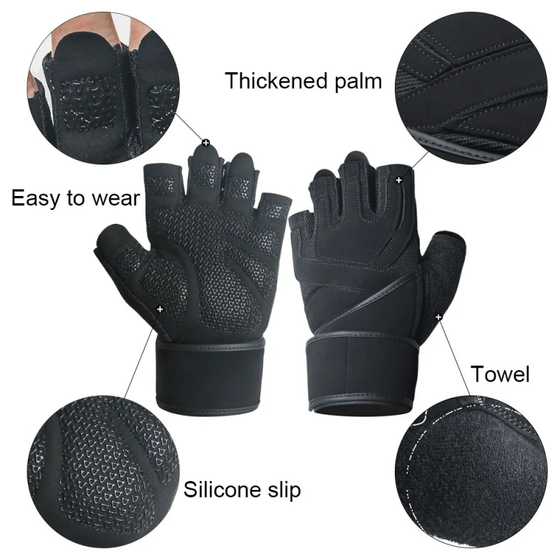 Sport Gloves Wear-resistant Half Finger Fitness Weight Lifting Gloves Anti-slip Body Building Training Exercise Workout Glove