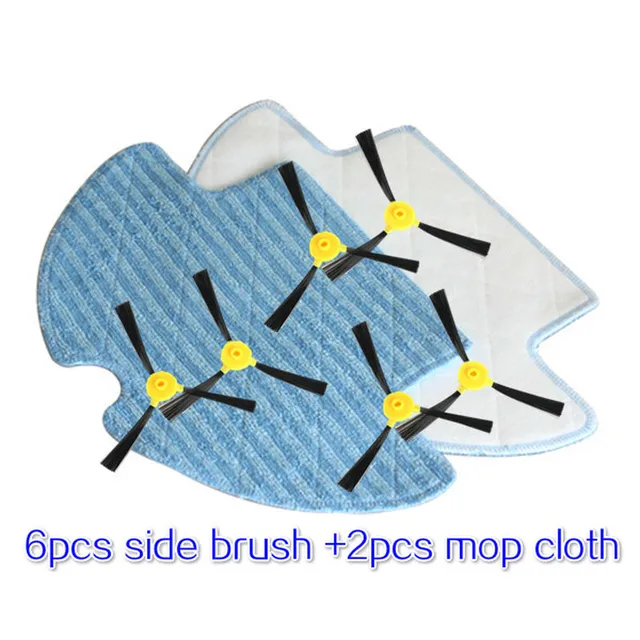 Cheap 8 pieces/lot(6pcs side brush +2pcs mop cloth)Vacuum Robotic Cleaner Parts for Haier T320 T321 T325 Series