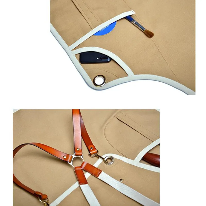Canvas Apron Crossback Leather Straps E20-7