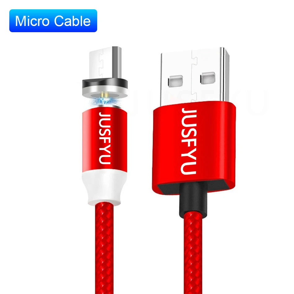 For Micro Red Магнитный зарядный кабель для IPhone XR XS MAX X 8 7 6S Plus, 1 м, магнитное зарядное устройство, Micro USB кабель, usb type-C, проводные кабели - Цвет: For Micro Red
