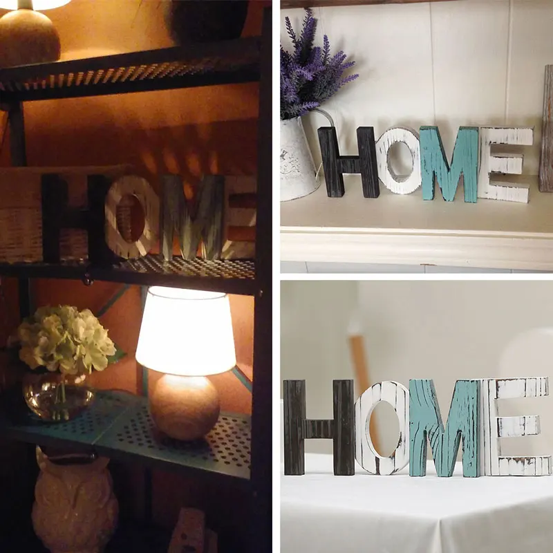 cheap HOME Beautiful Wood HOME Sign Bookcase Multicolor Wood Sign Plaque Wood HOME Standing