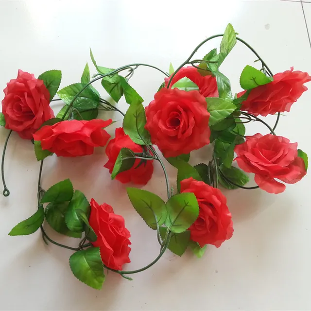 Real Touch Artificial Flower Rose Vine Wreath Rattan Garland Hanging Real Touch Artificial Flower Rose Vine Wreath Rattan Garland Hanging Flowers For Door Outdoor Home Wedding
