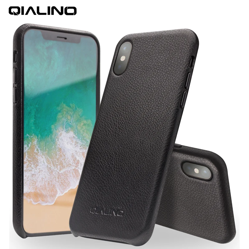 

QIALINO Luxury Business Style Back Cover for iPhone X Fashion Ultra Thin Genuine Leather Phone Case for iPhone X for 5.8 inch