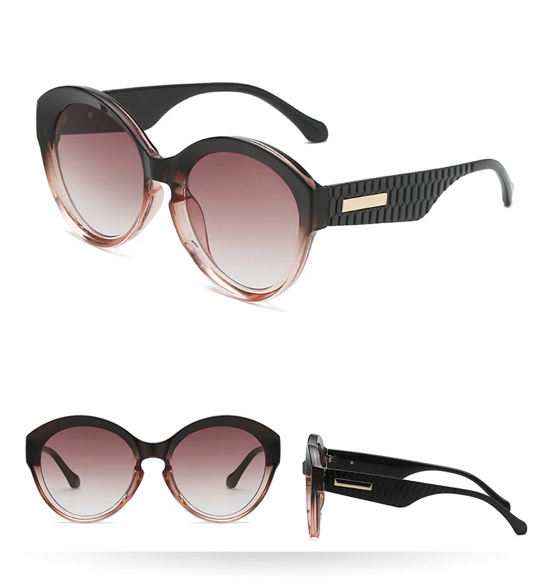 Модные круглые солнцезащитные очки для женщин Роскошные брендовые Дизайнерские Индивидуальные Сексуальные Ретро градиентные тонированные цветные линзы UV400 Oculus