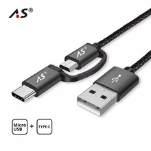 А. С usb type C Micro USB 2 в 1 кабель для быстрой зарядки для Xiaomi huawei samsung Nokia sony Oukitel кабели для мобильных телефонов 0,5 м 1 м 2 м 3 м