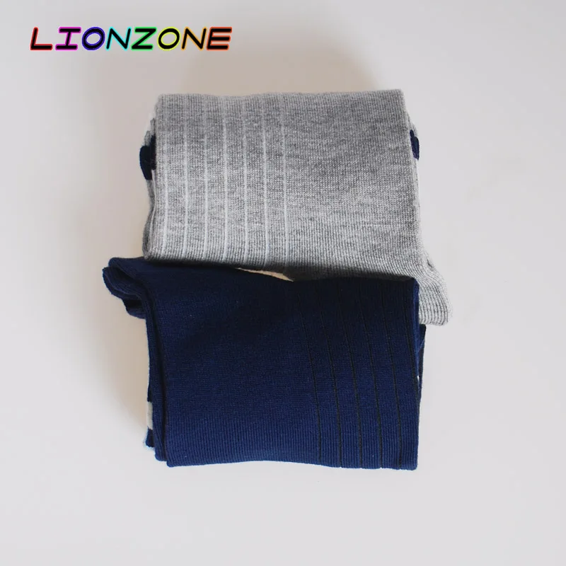 LIONZONE 5 пар/лот Забавный полосой дизайн повседневные мужские носки синий/серый 2 Цвета антибактериальные дышащие ежедневно бамбуковые волокна Man носки
