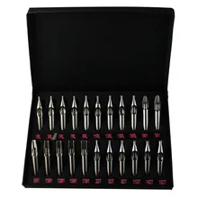 22 шт. колпачки для татуажа из нержавеющей стали набор наконечников Алмазные Иглы круглые из Магнума RT FT татуировки Смешанные советы для татуировки