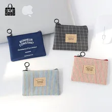 Rosediary простой полосой холст нулевой кошелек детей клатч леди девочка мальчик молнии бумажник женщины Карманный чехол Ключи монета мешки Дело