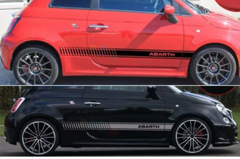  2pcs Car Styling Abarth Side Skirt Sticker Racing Stripe Body Stickers for FIAT 500 Dd9390
