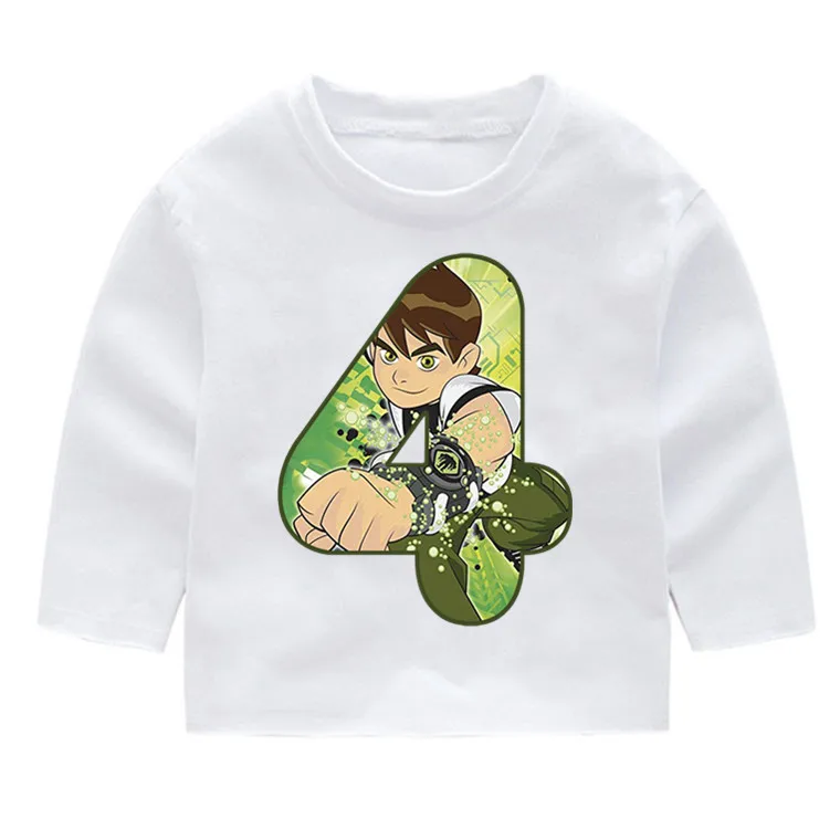 Ben 10/Детские Модные хлопковые футболки с длинными рукавами для дня рождения с цифрами детские топы с длинными рукавами, кофта с капюшоном для маленьких девочек - Цвет: P244-4