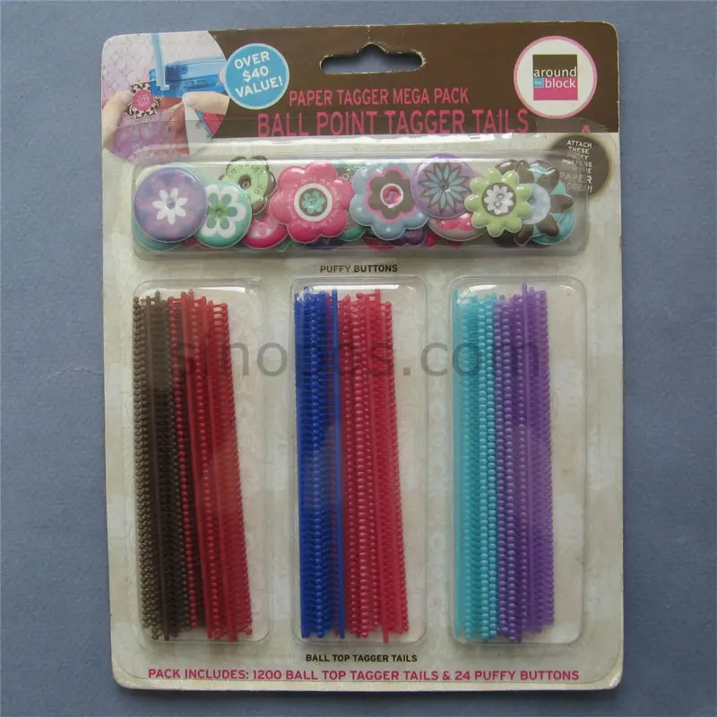

Ball point tagger tails with puffy buttons, Paper tagger mega pack, Scrapbooking Tagging gun, Tag pins ball dot end top bullets