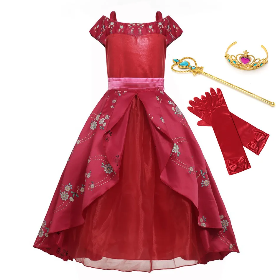 Elena Dress Set C-2 PaMaBa/Детские фантазийные платья принцессы Елены из авалора для девочек; одежда для карнавала, фестиваля, Хэллоуина; Детский карнавальный костюм; платья - Цвет: Elena Dress Set C-2