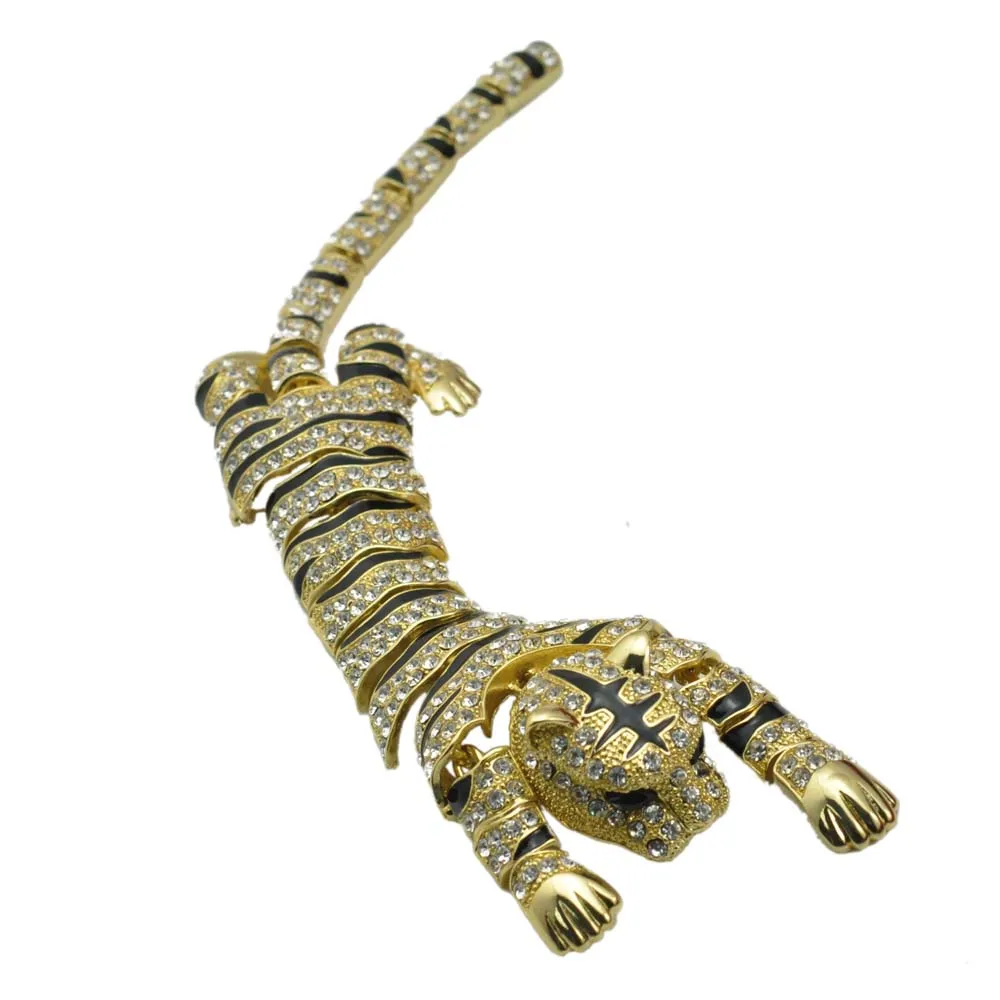 Большой размер металлическая брошь с тигром булавка Китайский Зодиак животное модные украшения для одежды аксессуар - Окраска металла: Золотой цвет