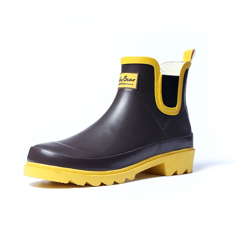 Femmes Doux Eau Bottes Chaussures Slip Casual coffee Pluie On Mode red Cheville Black De Dames Tenis Feminino En Pvc Court Chaude Caoutchouc 3LAR54j