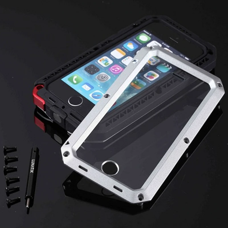 imágenes para De Alta Resistencia De Aluminio de Metal Duro Caso Para el iphone de Apple 5 5S 5G Suciedad-resistente Fresco de Doble Capa de Armadura Cubierta Del Teléfono de La Manga Para iPhone5 imágenes para De Alta Resistencia De Aluminio de Metal Duro Caso Para el iphone de Apple 5 5S 5G Suciedad-resistente Fresco de Doble Capa de Armadura Cubierta Del Teléfono de La Manga Para iPhone5