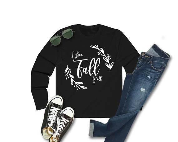 I Love Fall Y'all унисекс толстовка с длинным рукавом футбол Графический Crewneck осень хипстер джемпер с круглым вырезом хлопок унисекс Топы