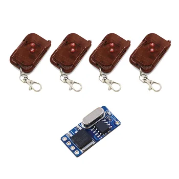 

New Design DC3.5V-12V Mini Wireless Remote Control Switch System Receiver +4pcs Peach Transmitter with 2 Buttons for Smart Home