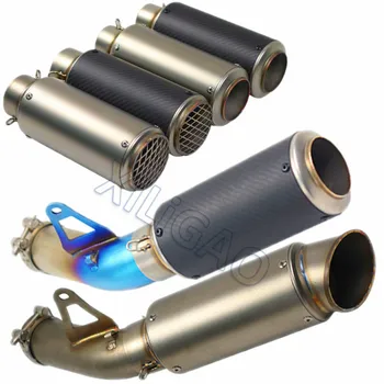 

51MM 60MM For BMW S1000R Motorcycle Exhaust Link Pipe Muffler Carbon Fiber Stainless Steel Style Exhaust Slip On Tube SC022
