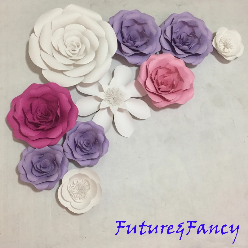 

10pcs set Giant Paper Flowers Showcase Wedding Backdrops Props flores artificiais para decora o Mix 4 Different Flower Styles