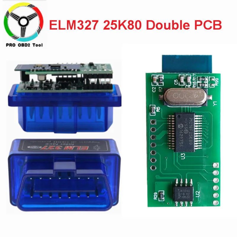 Супер Мини ELM327 Bluetooth V1.5 PIC18F25K80 чип с двойной печатной платой ELM 327 Автомобильный OBD2 диагностический инструмент работает на Android/PC