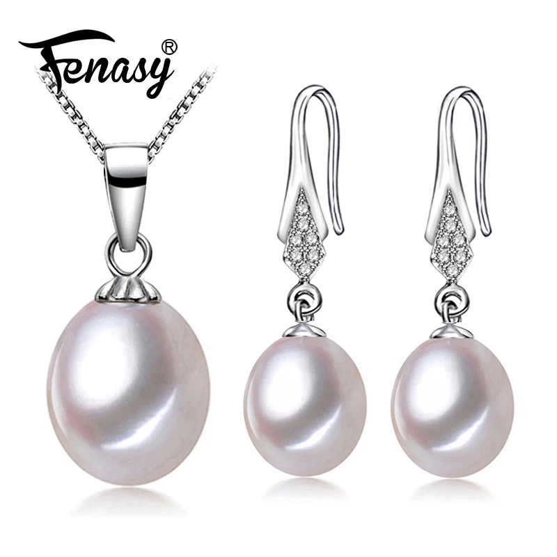 

FENASY Jewelry Sets Pearl Pendant Necklace Earrings For Women, long earrings,freshwater pearl jewelry new,jewelry gift box