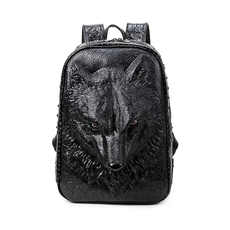 

stylish backpacks 3D wolf head backpack special cool shoulder bags for teenage girls PU leather laptop school bags