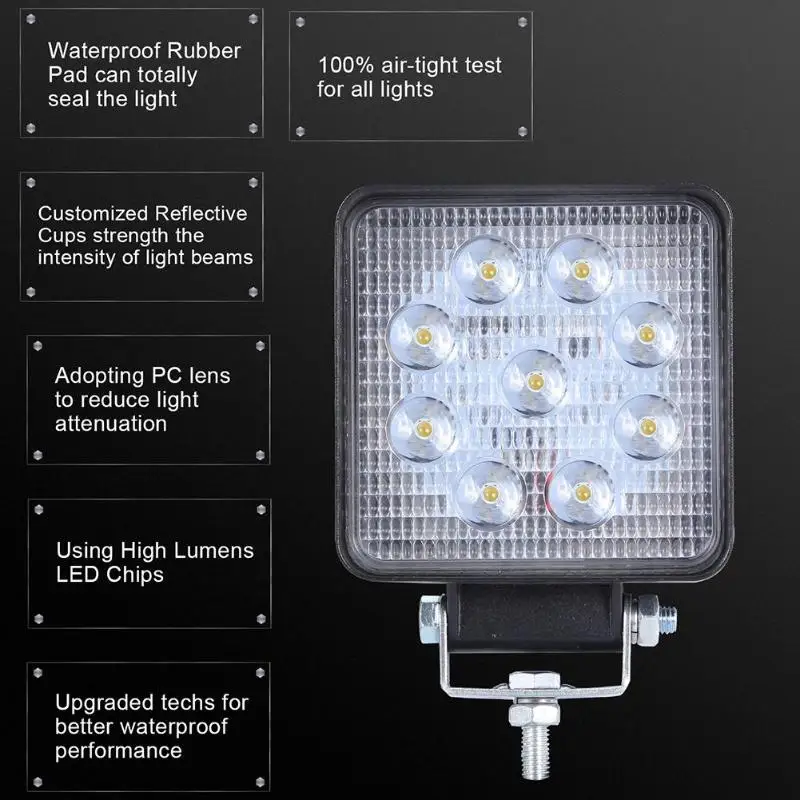 1 шт./2 шт. 90 Вт 9000LM IP67 Водонепроницаемый Квадратный внедорожный светодиодный рабочий свет Авто автомобильная световая балка вождения