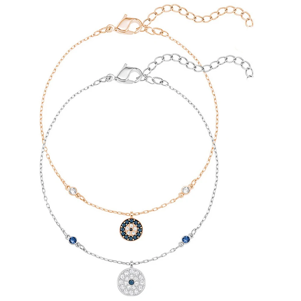

SWA RO 2019 Winter Crystal Wishes Evil Eye Bracelet Set Blue Send Lovers Anniversary Gift Original Ladies Jewelry Free Shipping