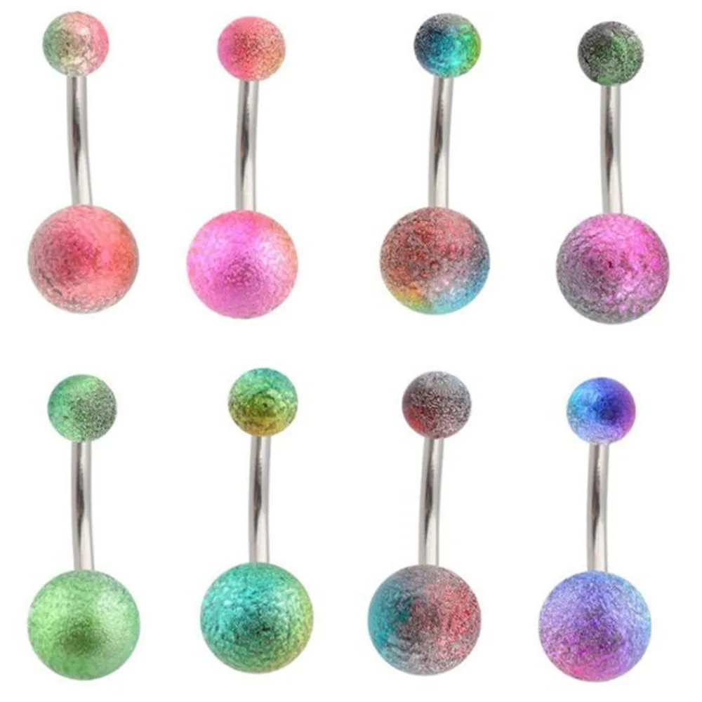 

1PC Fashion 316L Stainless Steel Barbell Pearl Navel Belly Button Ring Bar Body jewelry Piercing 14G