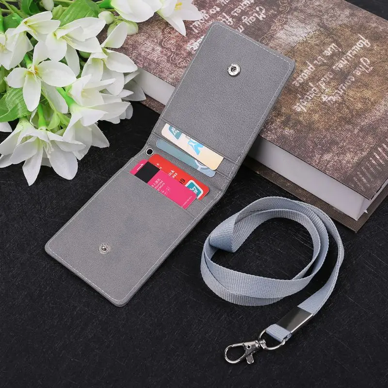 

1Pc Fashion Leather Business ID Card Badge Holder Lanyard Cards Case Organizer Bag For Card